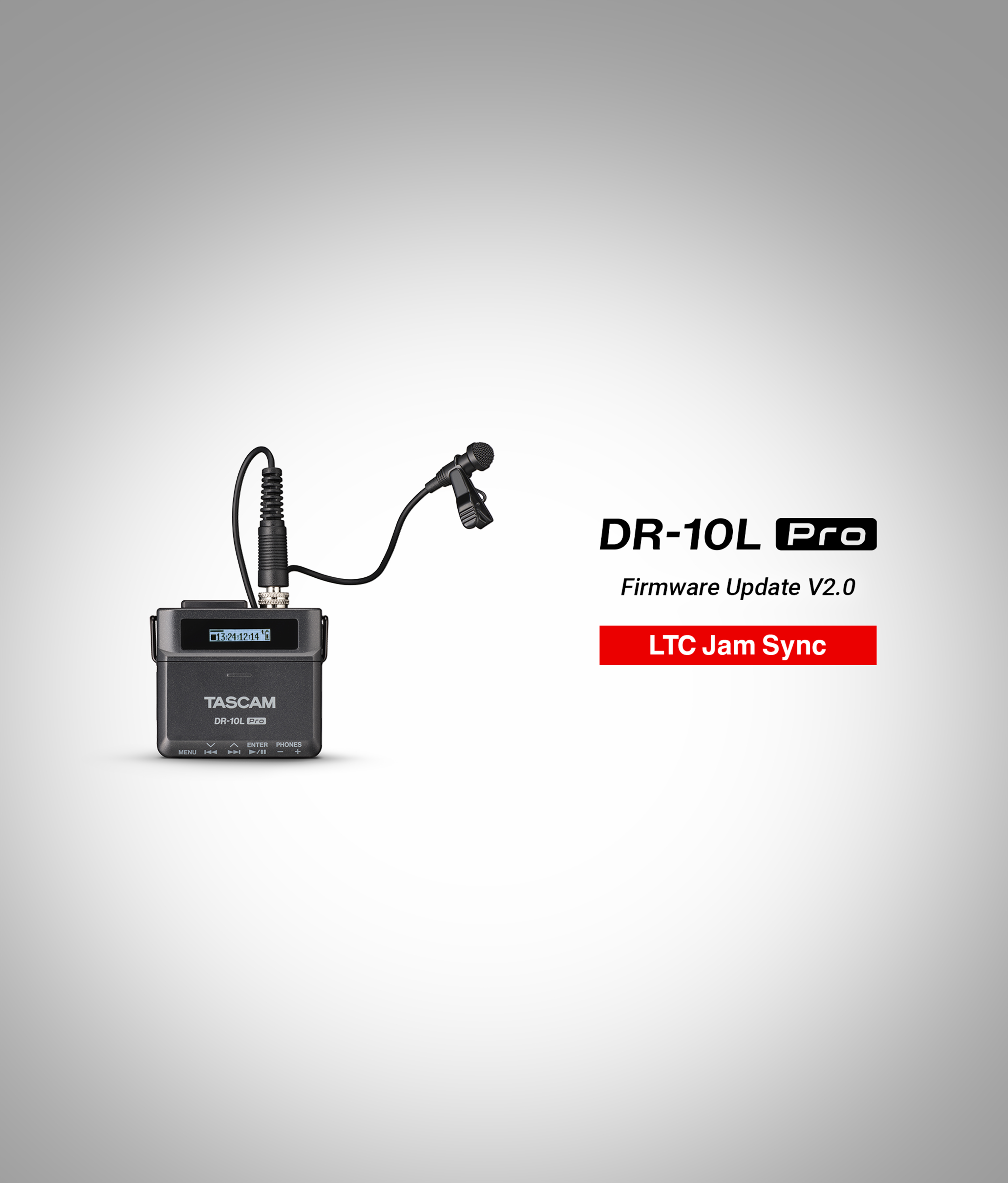 32ビットフロート録音対応ピンマイクレコーダー『DR-10L Pro』タイムコード同期機能において、LTCによるジャムシンクが追加となるファームウェアV2.0を公開