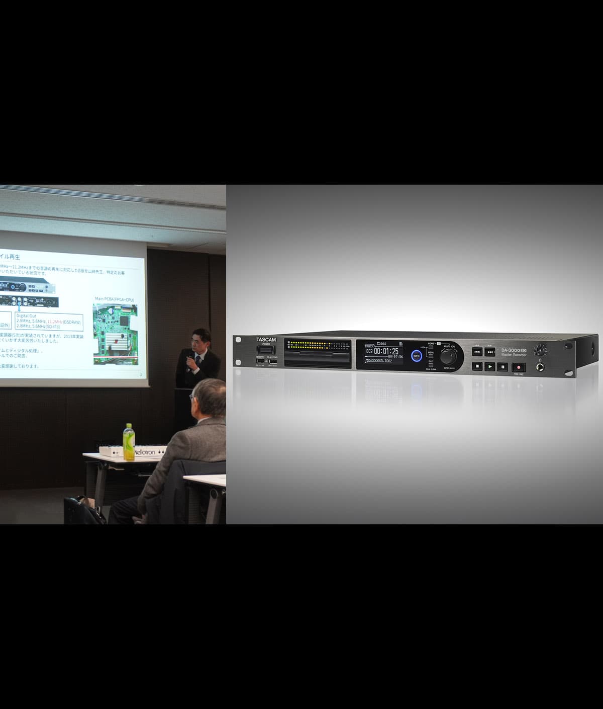 第24回1ビット研究会に参加、ならびにDA-3000SD出展レポート。テーマ発表では、「TASCAM DA-3000を活用した高速道路での音声による注意喚起システム」を紹介